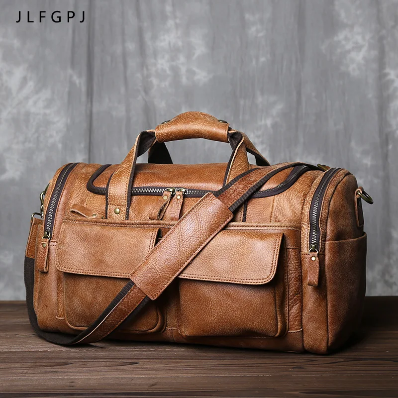 Retro Men's Cowhide Travel Shoulder Messenger Bag