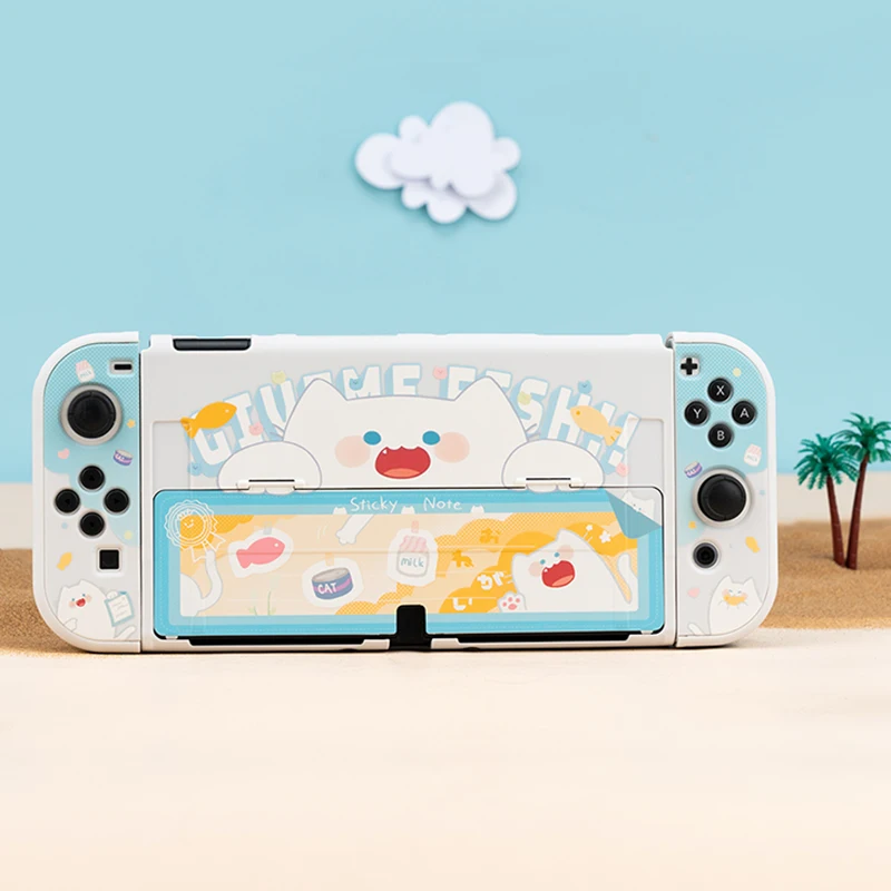 【美品】任天堂 Switch 本体　カバー付き　猫ボタン付き Nintendo Switch/スイッチ付きシリコンケース,衝撃吸収保護