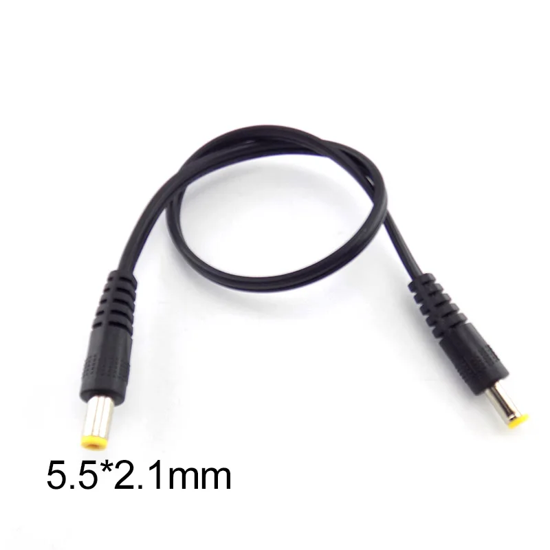 

30cm DC Power Supply Cable Male to Male Extension Cords CCTV Connector Adapter 5.5x2.1mm Plug