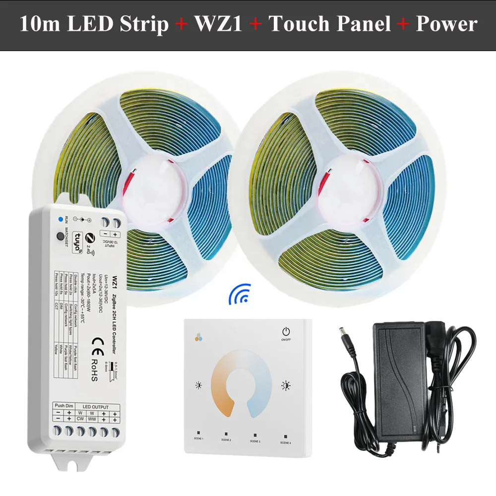 Description Picture 2 of item5M 10M Tuya Zigbee 3.0 COB CCT Led Strip WW/CW Dimmable Light 2.4G RF Touch Panel Remote APP Control for Alexa Google Assistant