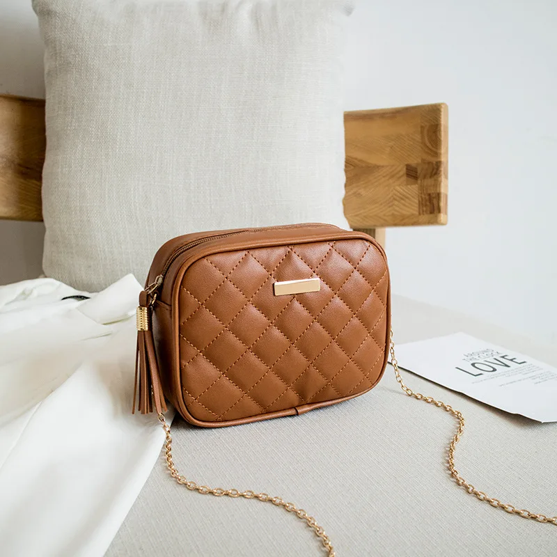 2021 Tassel Small Messenger Bag For Women Trend Lingge Embroidery Camera Female Shoulder Bag Fashion Chain Ladies Crossbody Bags 