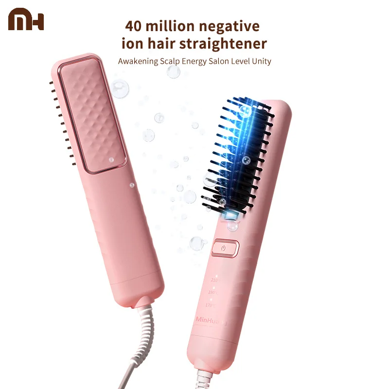 Hair Straightener Brush Heating Comb Straightener Contains Negative Ions Fast Heating Anti-Scald Styler Tools For Straightened