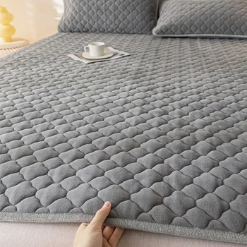 따뜻한 벨벳 매트리스 토퍼, 두꺼운 침대 매트리스 커버, 침대보 침대 커버, 얇은 다다미 바닥 매트, 싱글 더블 침대 시트, 겨울