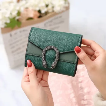 Portafoglio alla Moda con Cerniera, Portamonete Corto da Donna, Borsa a Mano, Pochette da Donna, Porta Carte, Portafoglio Pieghevole in Pelle PU