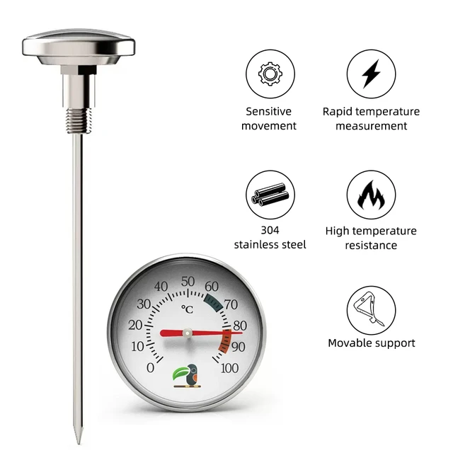 Stainless Steel Milk Frothing Thermometer Coffee Temperature Monitor  0℃~100℃/32℉~212℉ for Froth Chocolate Cappuccino Food - AliExpress