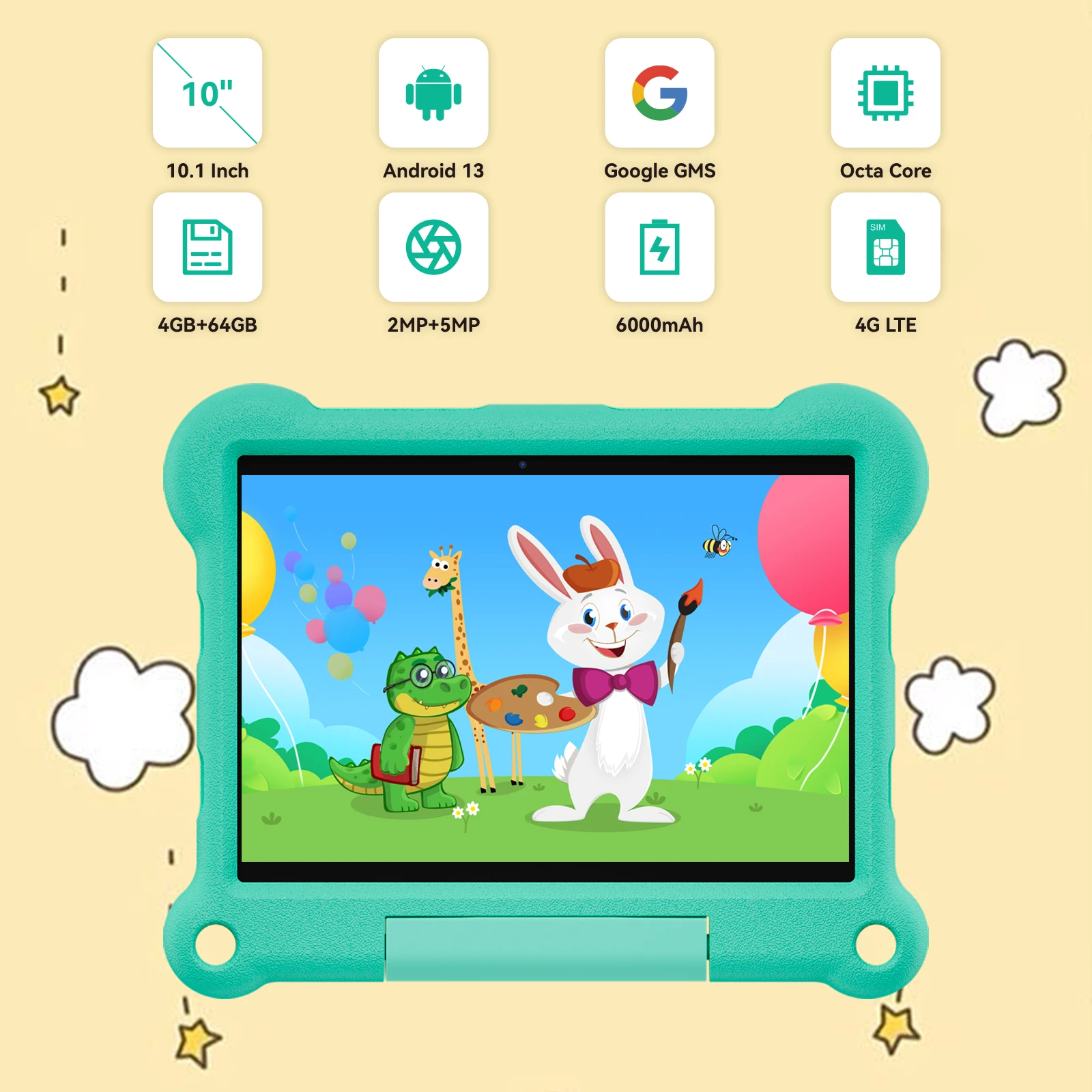 Adreamer KidsPad10 10.1 Inch Children Tablets Android 11 Octa Core 4GB RAM 64GB ROM 4G LTE 6000mAh Learning Tablets for Kids 3