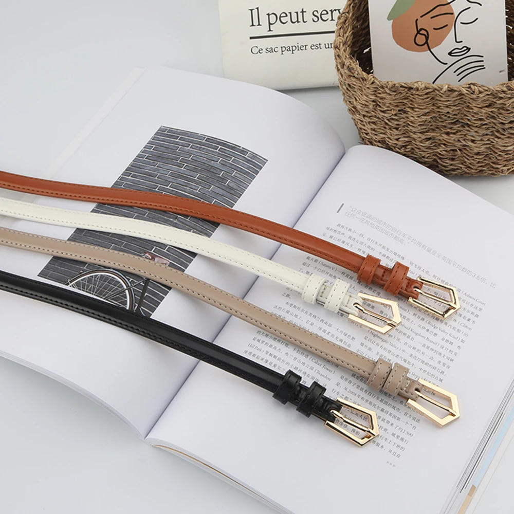 

Регулируемый тонкий ремень из искусственной кожи с геометрической пряжкой