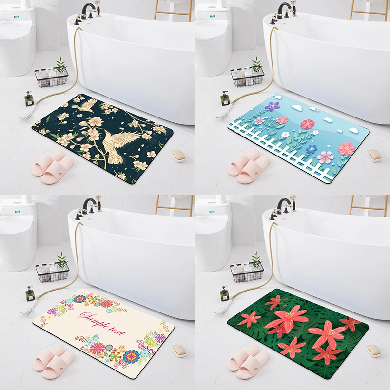 

Bathroom Non-slip Absorbent Mat Entrance Door Shower Carpet Bedroom Floor Kitchen Can Be Customized