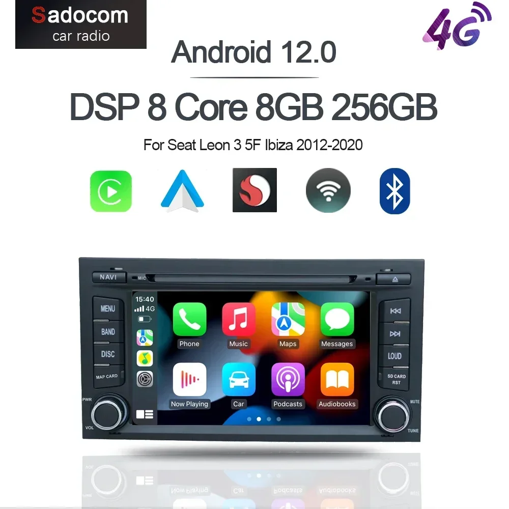 Wireless CarPlay 7" Android 12.0 Car Android Player 8GB 128G multimedia car radio GPS WiFi For Seat Leon 3 5F Ibiza 2012 -