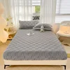 Milk Velvet Fitted Sheet Soft Comfortable Fleece Bed Cover Autumn Winter Mattress Protector Cover Bedsheet Solid Color 6