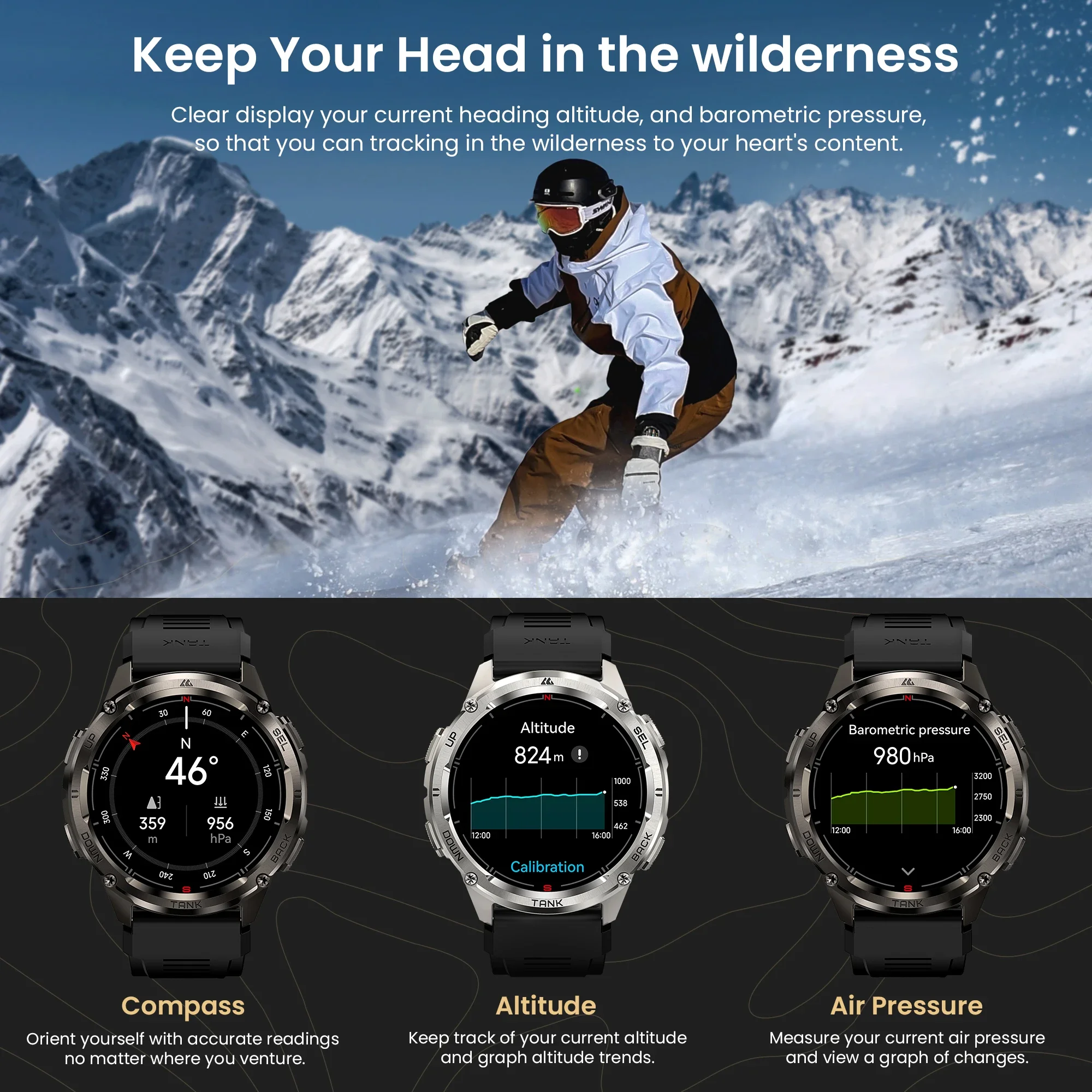 KOSPET TANK T3 Ultra 2 GPS Smart Watch for Men Bluetooth Call 5ATM IP69K Waterproof Men's Watch Stainless Steel Health Monitor 4