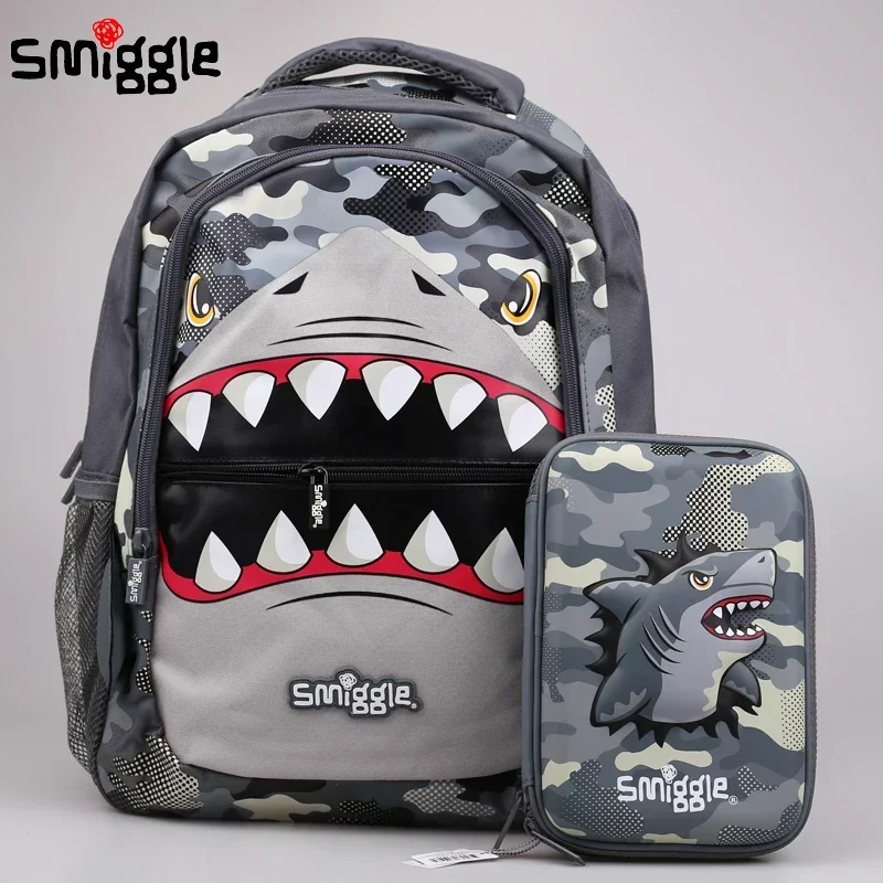 

Оригинальный Австралийский рюкзак Smiggle, детский рюкзак с мультяшными животными, серой остроконечной акулой, шкатулка для канцелярских принадлежностей, рюкзак, чашка для воды, подарок для студента