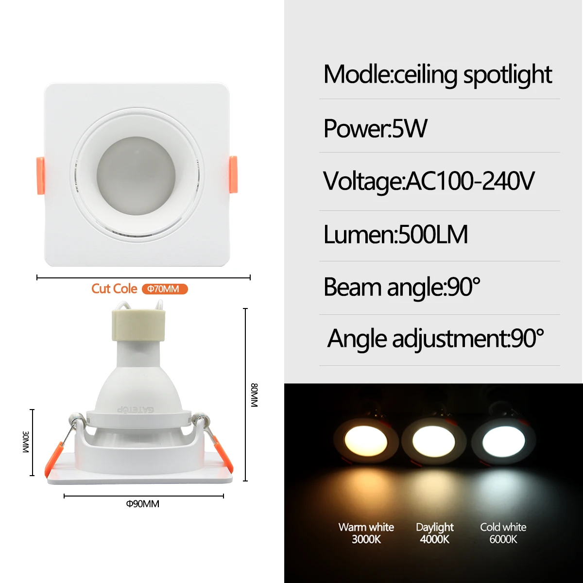 Square 5W White