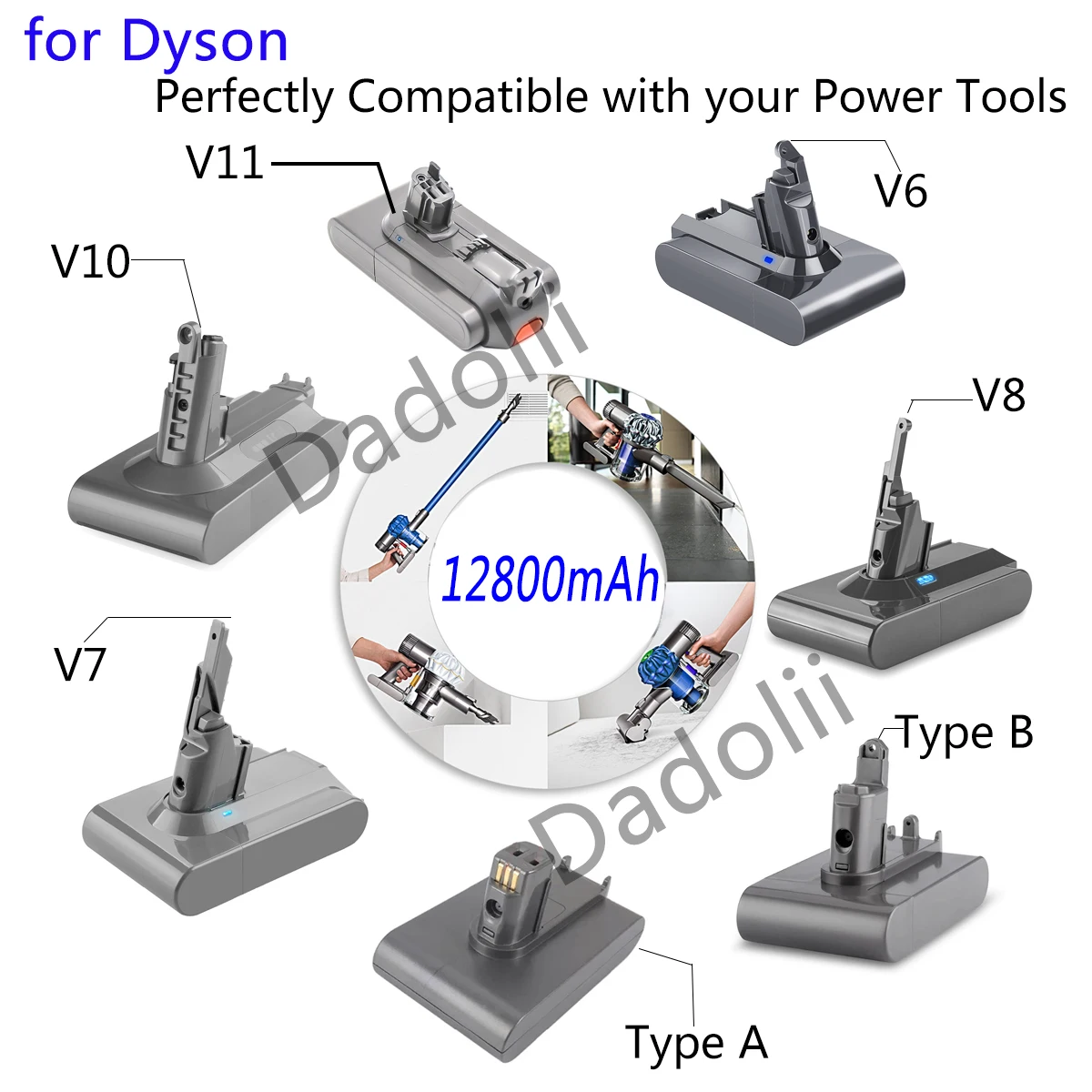 

Сменный аккумулятор для пылесоса Dyson V6 V7 V8 V10 тип A/B 12800 мАч