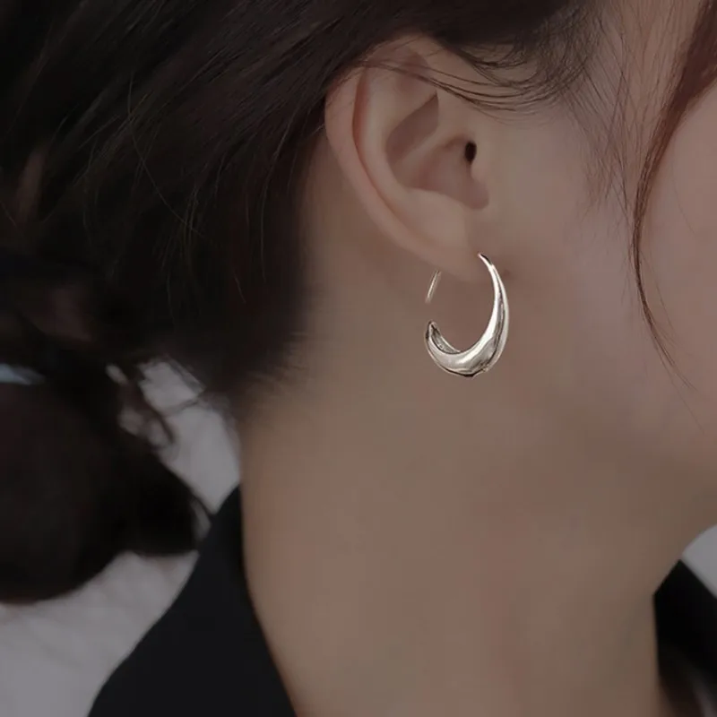 Silver Color Geometric C Shape Stud Earrings for Women French Trendy Gold Plated Prevent Allergy Earring Party Jewelry