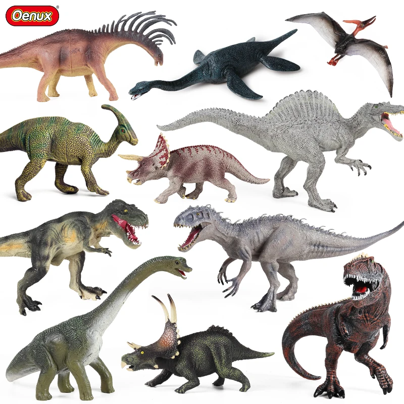 Oenux Jurassic Indominus Rex Spinosaurus Plesiosauro Brinquedo Action Figures Dinosaur World Animals Model Collection Giocattolo Per Bambini