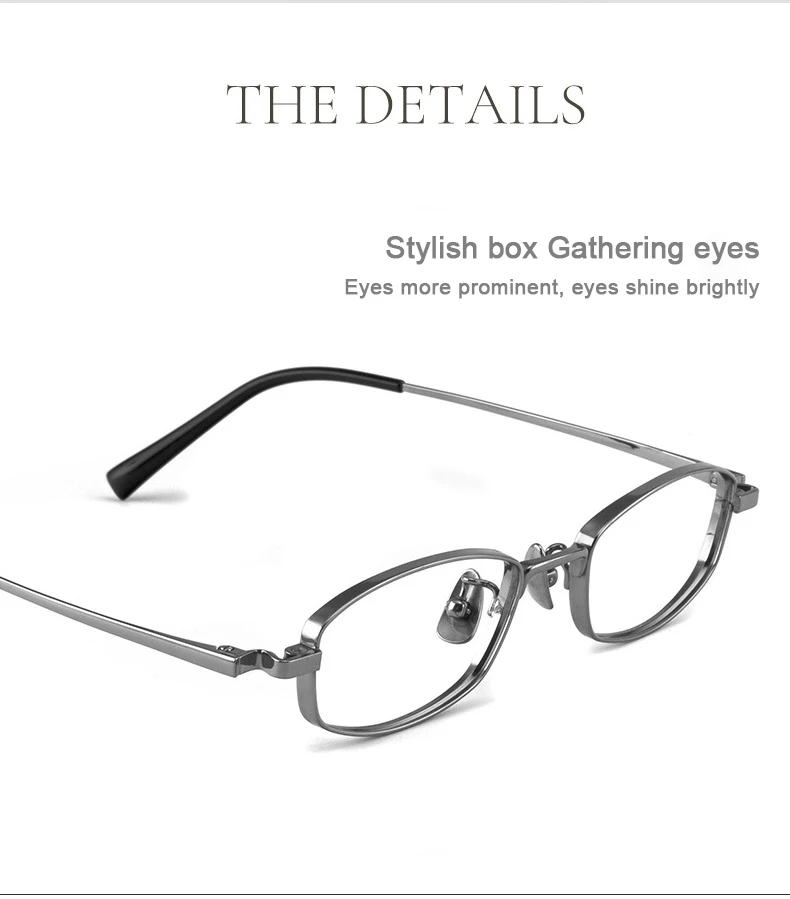 Titan Brillen Männer Temperament Kleine Rahmen Business Casual Frauen Rechteckige Mode Frühling Tempel Kleine Gesicht Brille – Detail 8