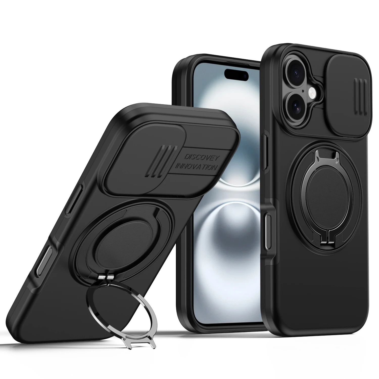 Heavy Duty Dual Layer Hard Case with Built-In Bracket Ring Holder