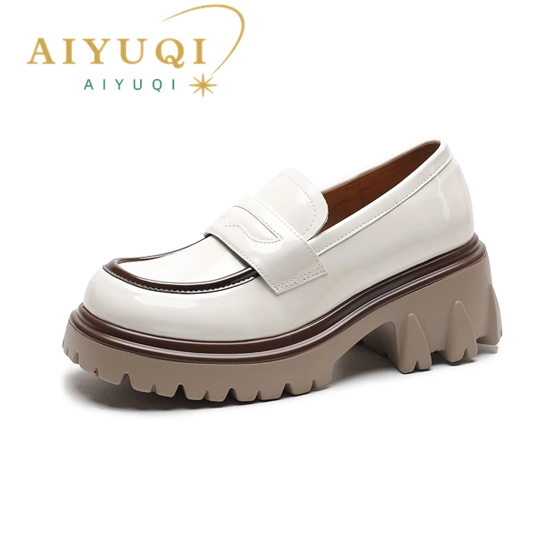 

AIYUQI Women's Loafers Platform 2024 New Women's Spring Shoes British Style Round Toe High Heels Shoes For Ladies