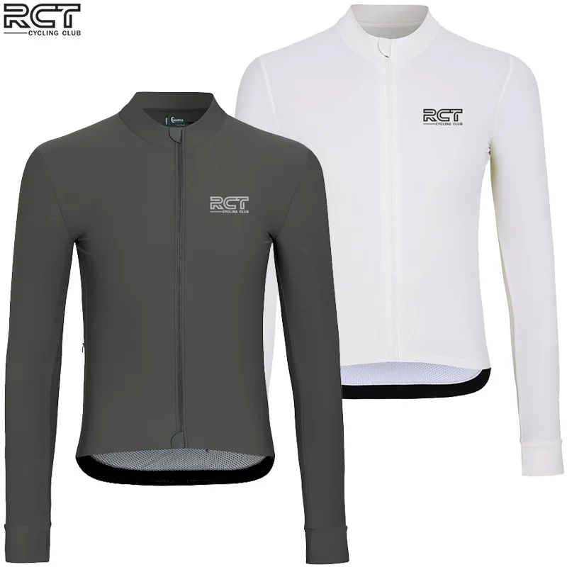 RCT Club Camisa De Time 자긴긴팔 팔 Grey / White Велоспорт Джерси 2024 Весна-Лето Тонкий с длинным рукавом Maillot Ciclismo Hombre MTB 팔셔셔