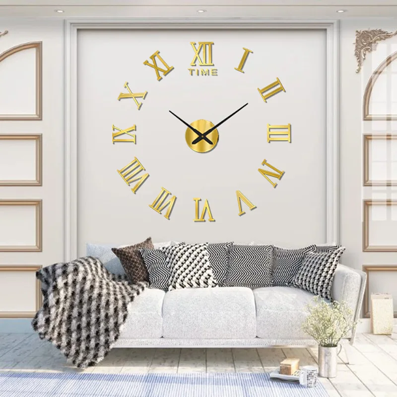 Simple  Modern Design Digital DIY Clock Silent Wall Clock Room Living Wall Decoration Home Decor Punch-Free Wall Sticker Clock