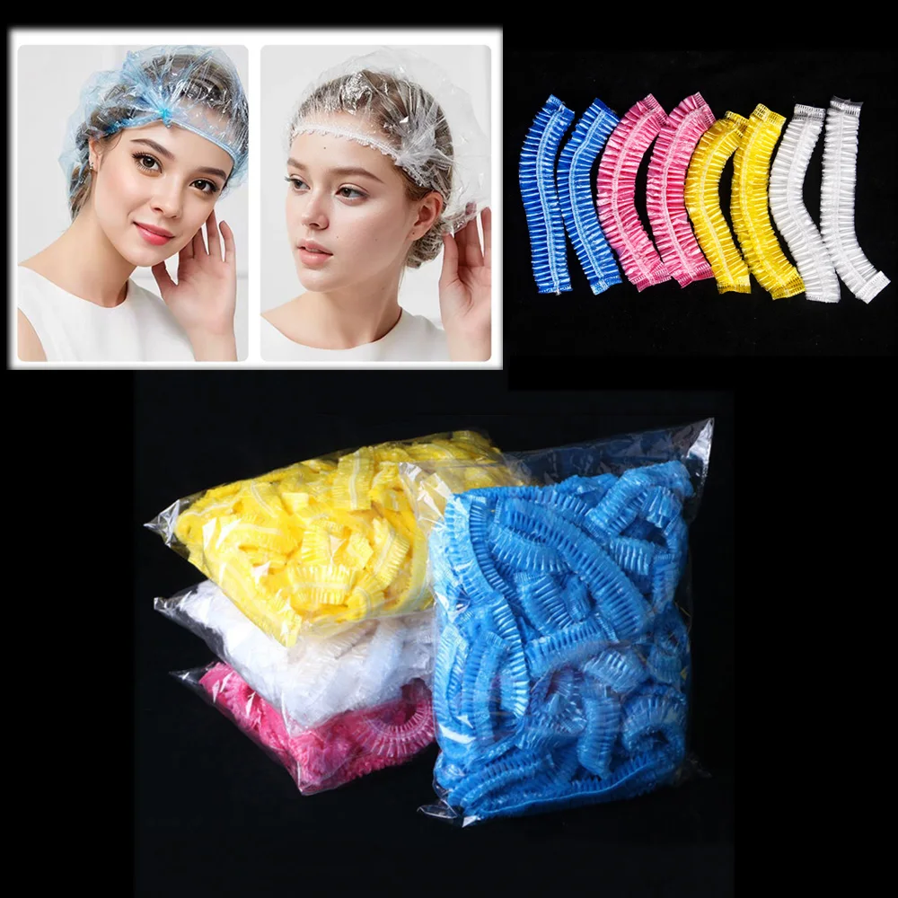 Disposable Shower Cap 100/300pcs Elastic Anti Dust Waterproof Hat Hair Salon Beauty Accessories