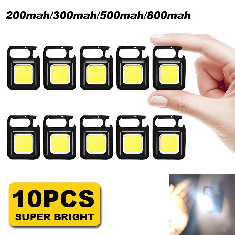 

USB Rechargeable Flashlight Mini Portable Pocket COB Work Light LED Keychains For Outdoor Emergency Camping Corkscrew Fishing
