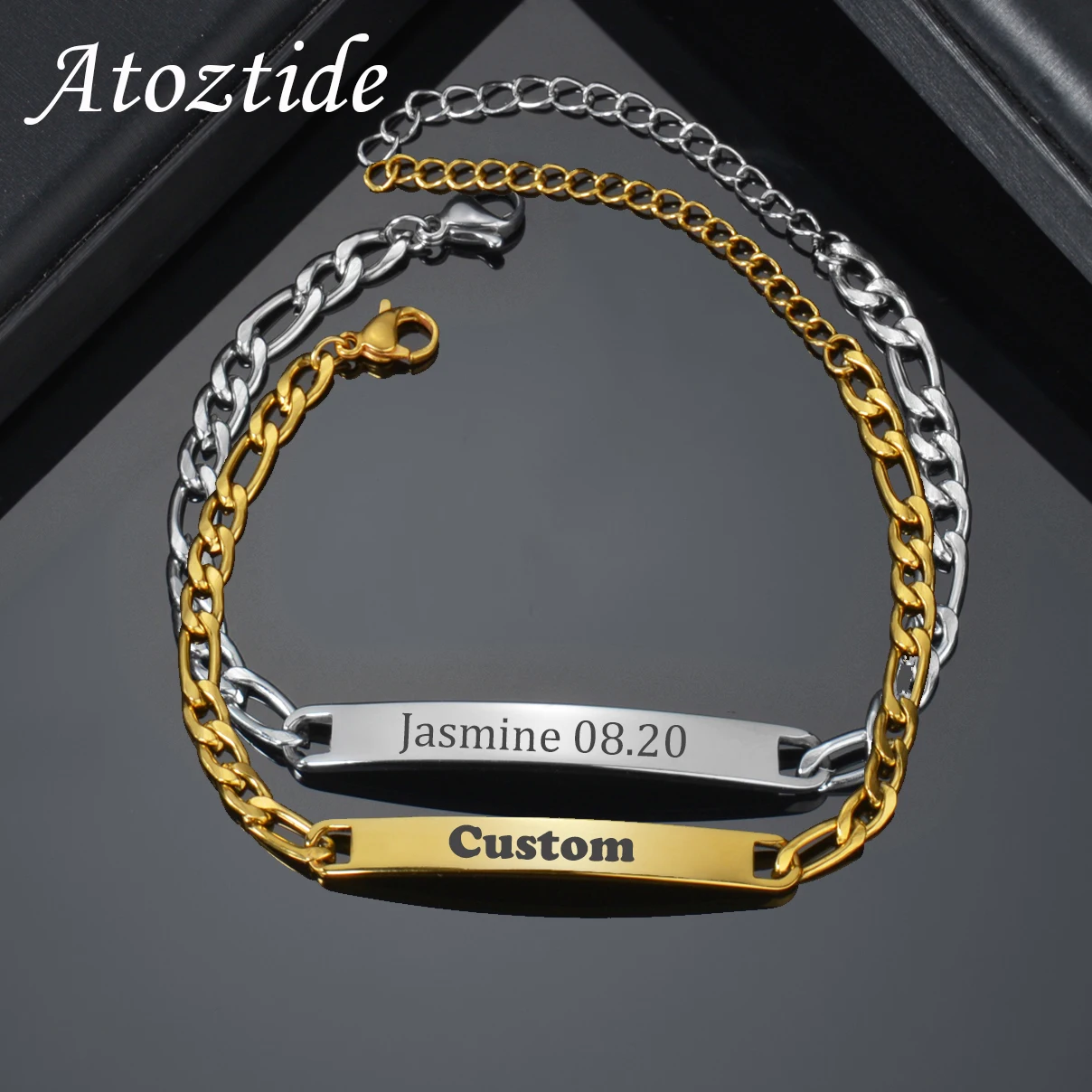 Adramata 5Pcs Bracelet Homme Acier Inoxydable-Gourmette Homme Argent, Chunky Bracelet De Hip-hop Tendance Chaîne Bracelet, Argent Chaîne Cubaine Bracelet Cadeaux Bijoux, Longueur 19/21/23CM,23