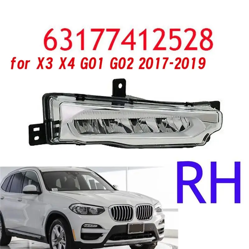 A76T-1쌍 프론트 범퍼 안개등 LED 주간 주행등 BMW X3 X4 G01 G02 17-19 63177412527 63177412528 드라이빙 램프