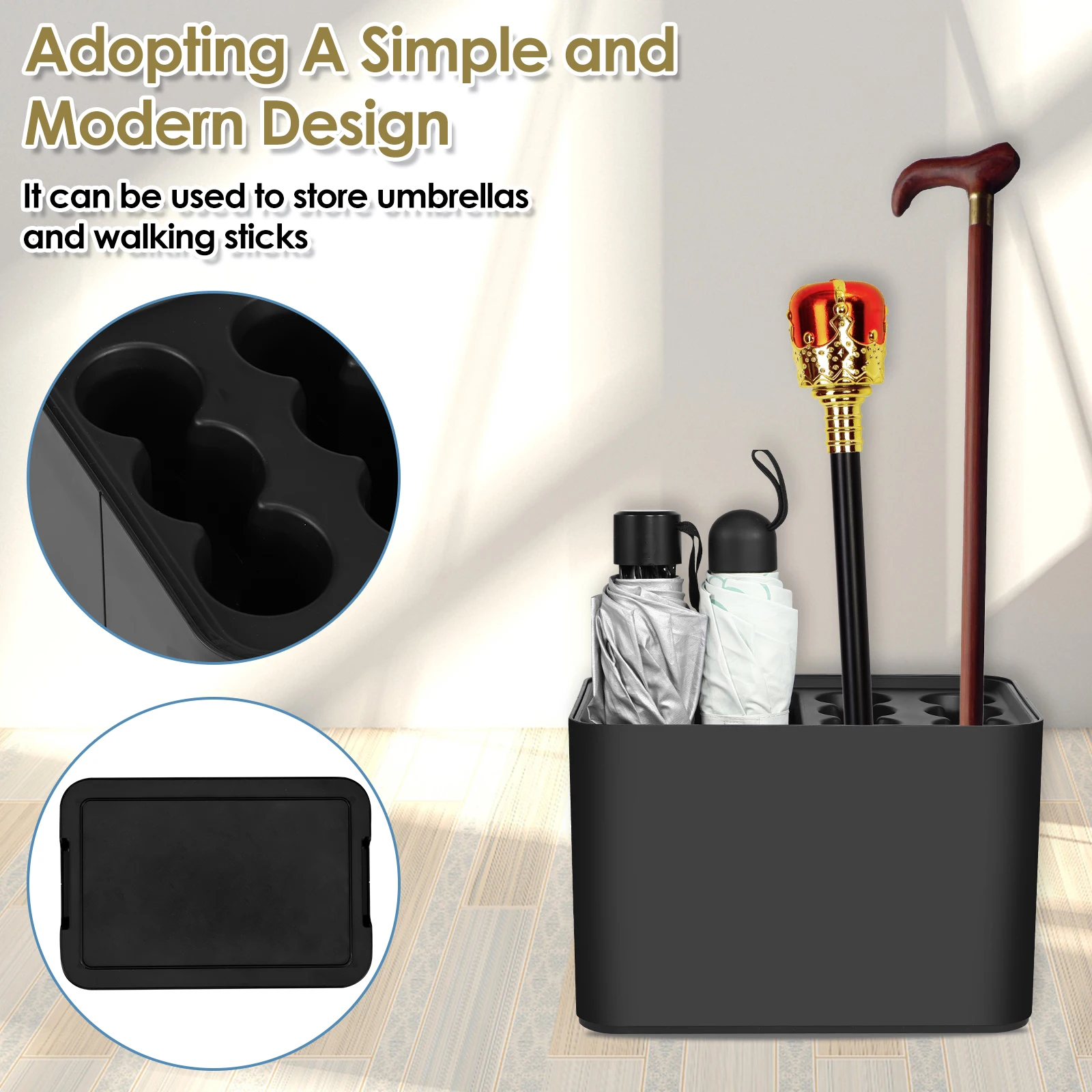 Umbrella Organizer Rack Umbrella Stand with Removable Drip Tray Anti-Slip Base Space Saving Household Storage Holder