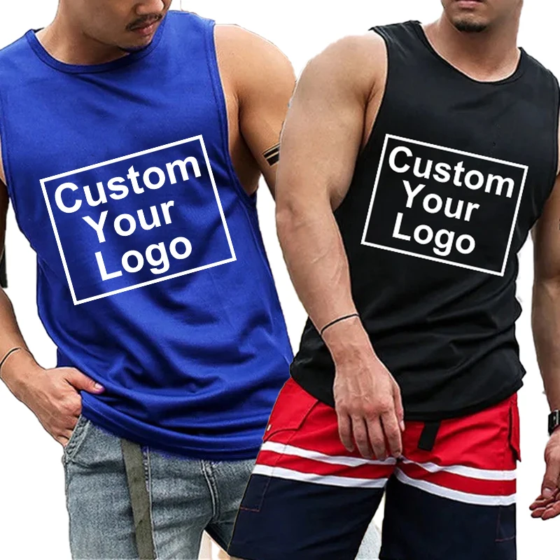 

Customized logo for men's Quick Dry Running sports sleeveless T-shirt fitness training breathable fitness loose vest sports top