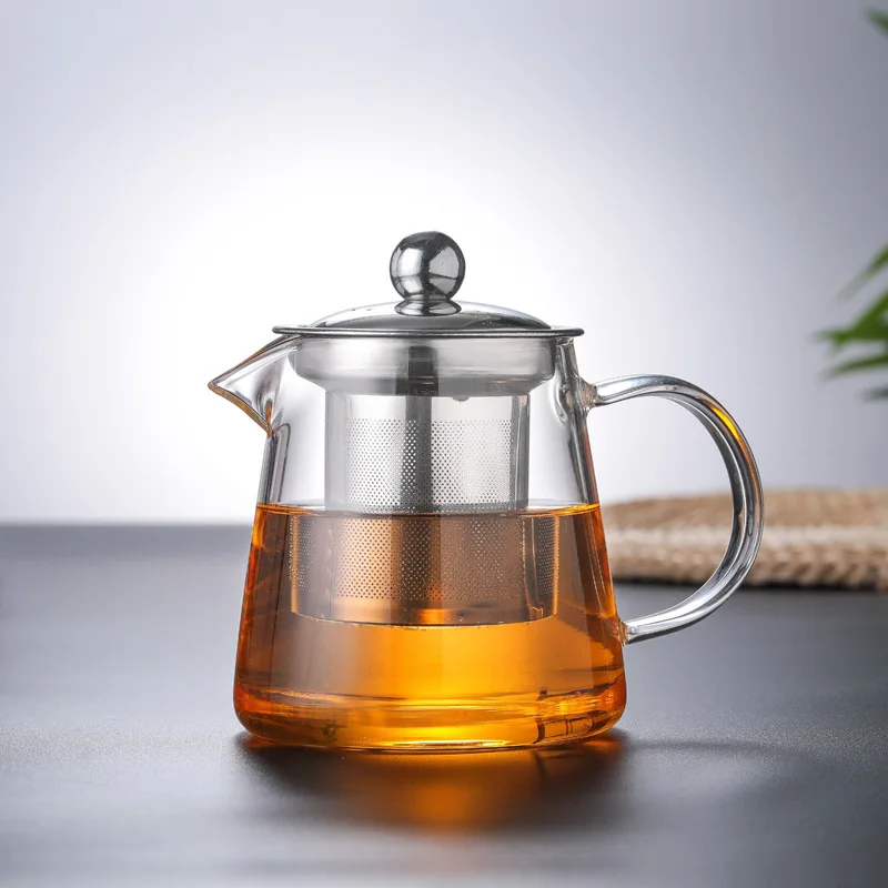 400ml/1350ml Filterable Heat-resistant Thickened Glass Teapot High Borosilicate Glass Flower Tea Pot Heatable Tea Set