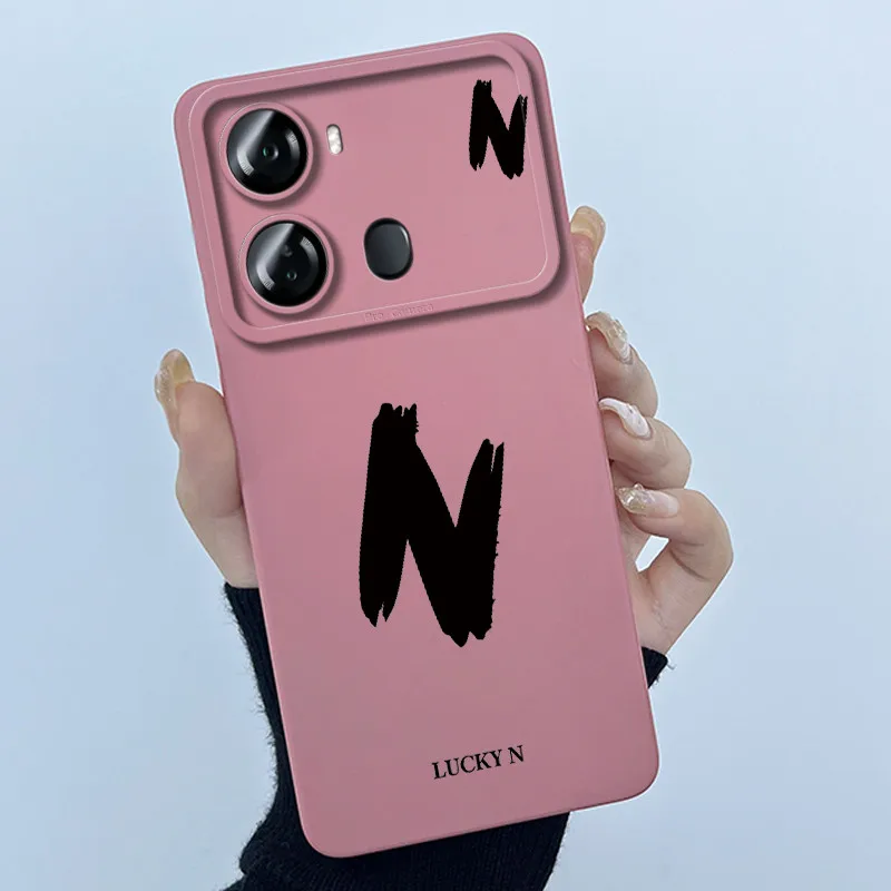 Lucky Initial Letter Soft Matte Silicone TPU Shockproof Phone Case