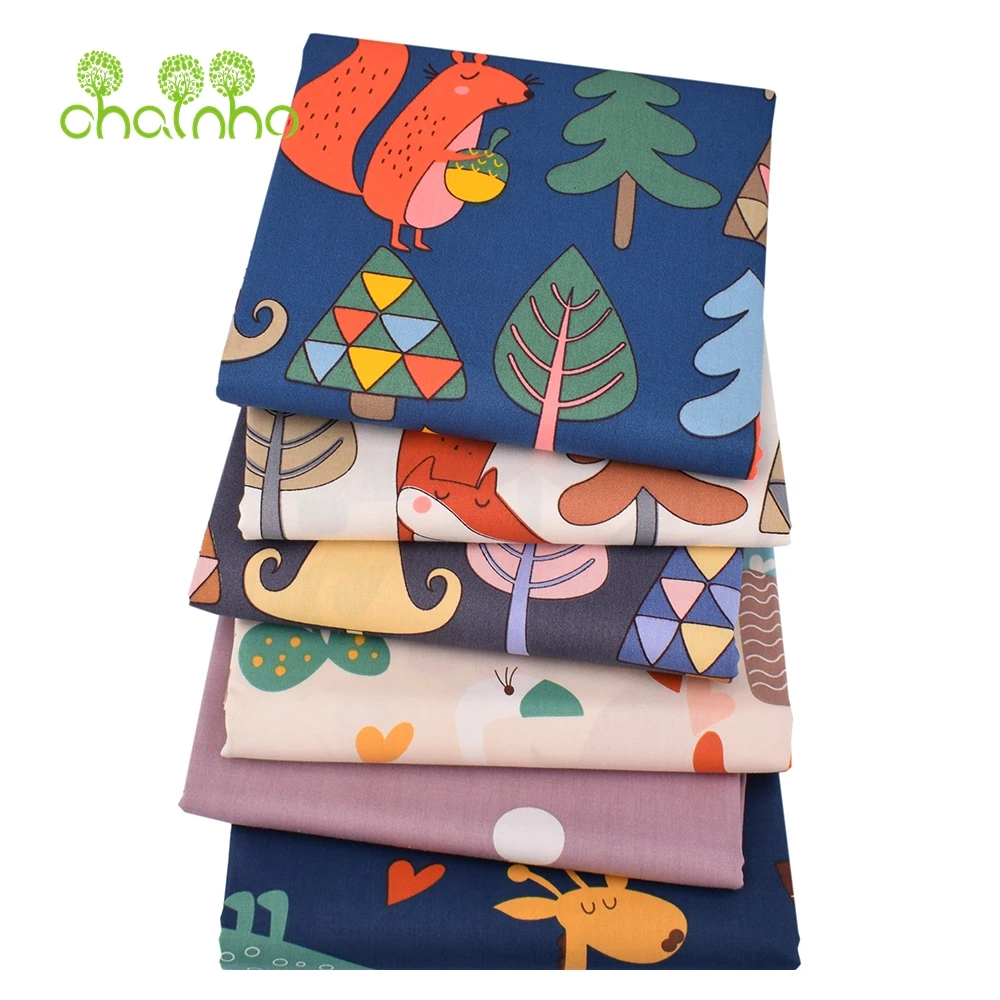 Chainho,Printed Twill Weave Cotton Fabric,DIY Sewing Quilting Material,Patchwork Cloth,Cartoon Series,2 Specification,15C300