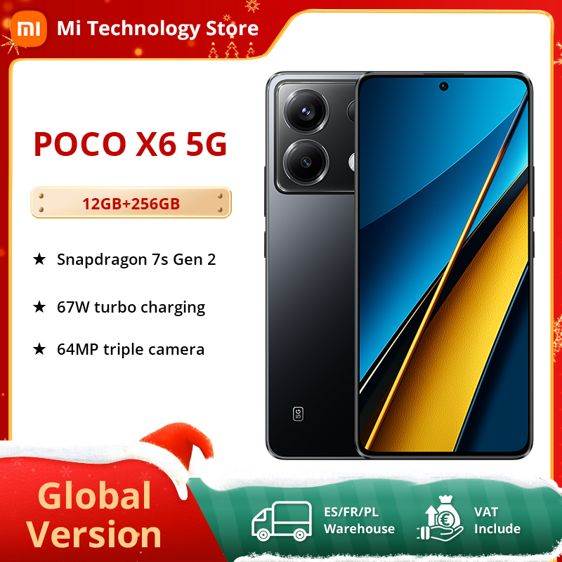 Global Version POCO X6 5G Smart Phones NFC SnapdragonÂ® 7s Gen 2 120Hz 64MP Triple Camera With OIS 67W Charging 5100mAh