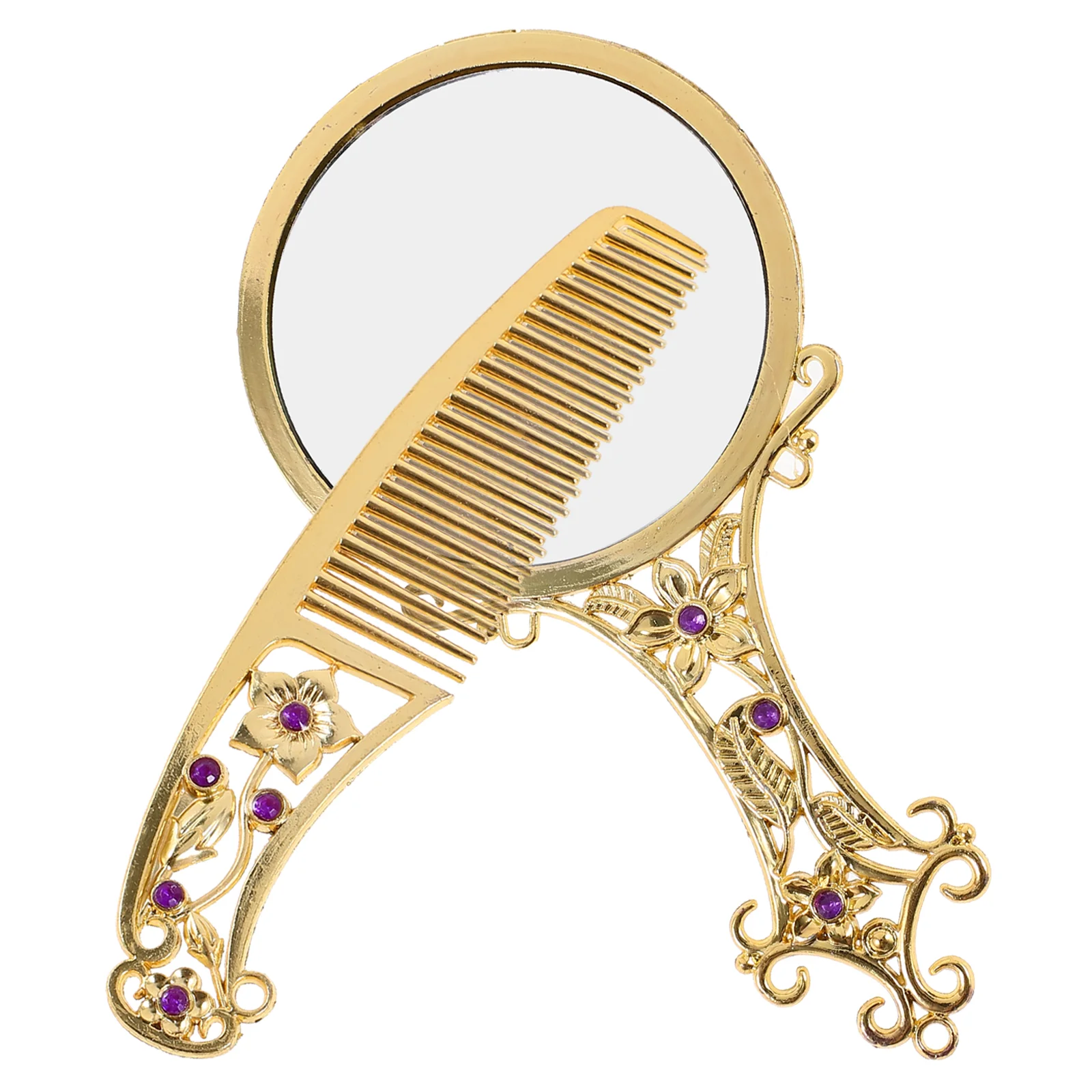 

Makeup Mirror Handheld Vintage Comb Handset Metal Retro Vanity Rusticpocket Mirrors Portable Foldable Compactand Mini Mirror