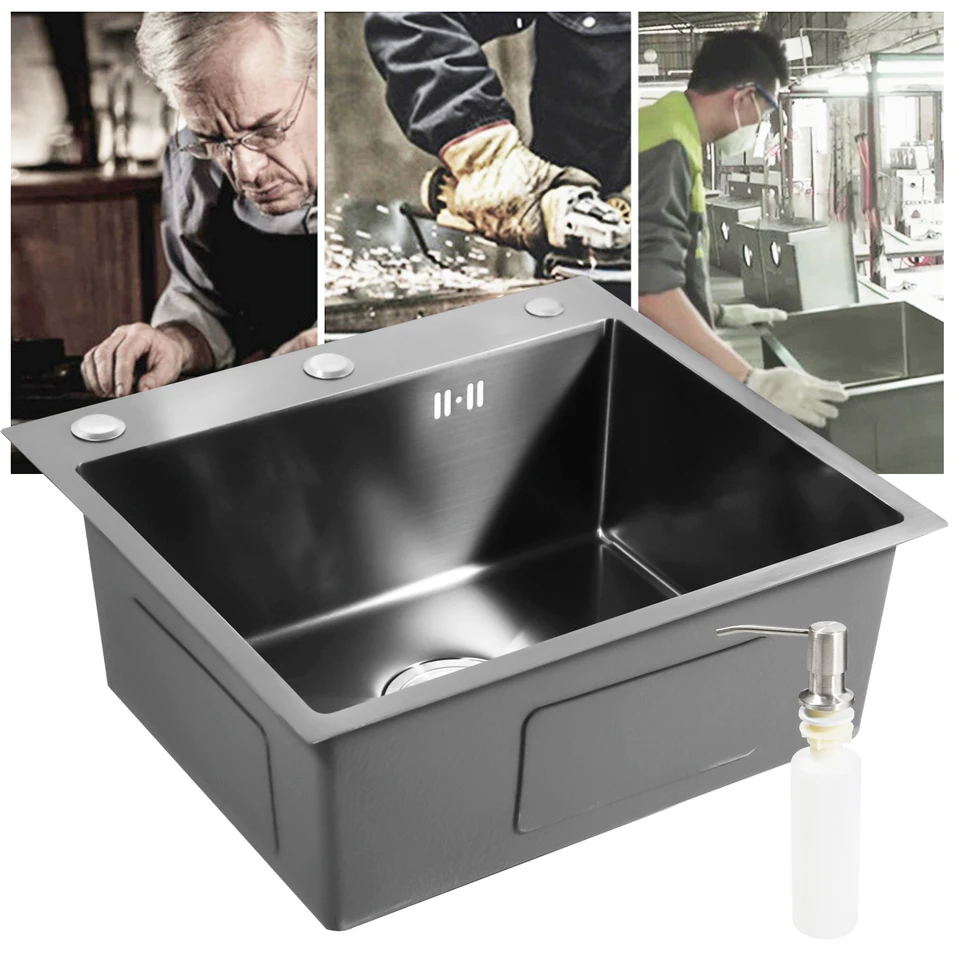 Fregadero Moderno De Cocina De Doble Tazón, Fregadero De Acero Inoxidable De 28.3 X 15.7 Pulgadas, Color Negro, Para Instalación Bajo Montaje/caída, Con Nano Revestimiento, Grifo Extraíble, Juego De