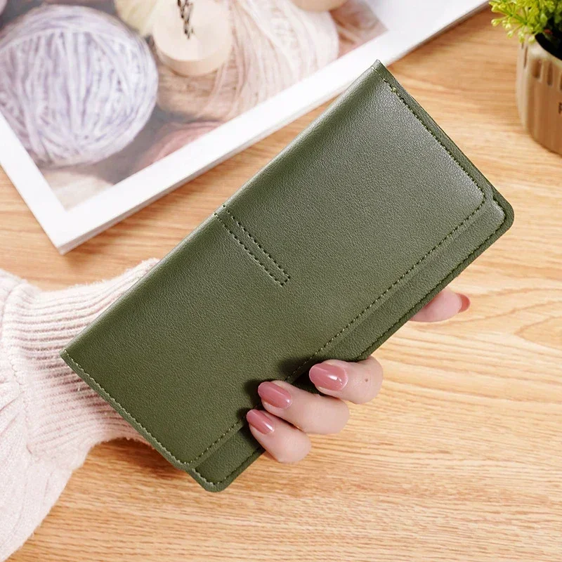 Women's PU Leather Long Wallet - Thin Clutch with Coin Pocket, Multi-Card Holder & Money Clip, Large Capacity папернік 지갑