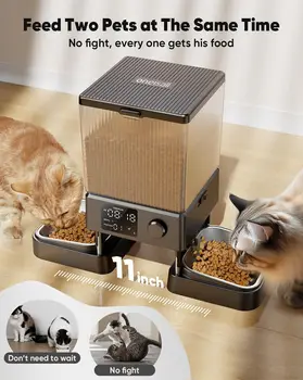 oneisall Automatic Cat Feeder for 2 Cats, 20 Cups/5L Automatic Cat Food Dispenser for Small Pets Indoor, Timed Cat Feeder 2