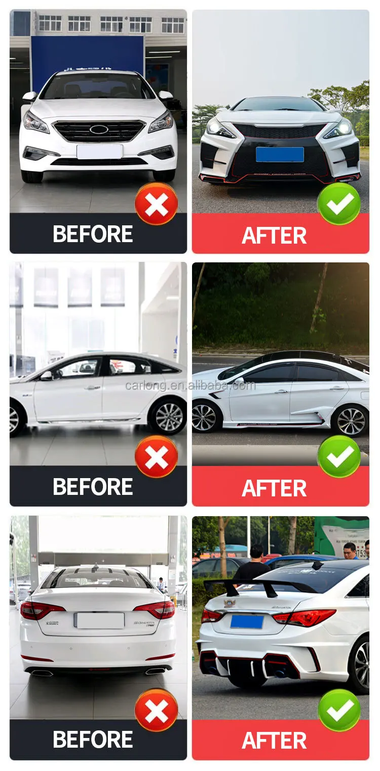 EX Type Car Bumper for Hyundai Sonata Eight Generations 2011-2015 Front Bumper Rear Bumper Side Skirt Car Body Kit Auto Parts
