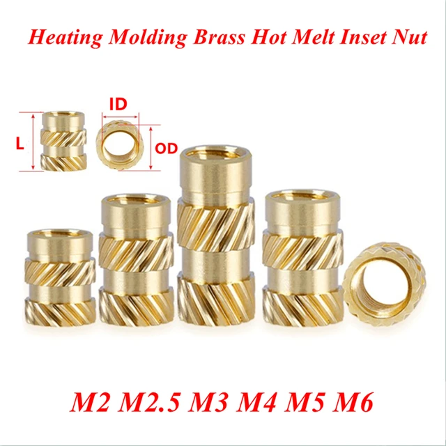 M2 M2.5 M3 M4 M5 Heat Set Insert Nuts Female Thread Brass Knurled Inserts  Nut Embed Parts Pressed Fit into Holes for 3D Printing - AliExpress