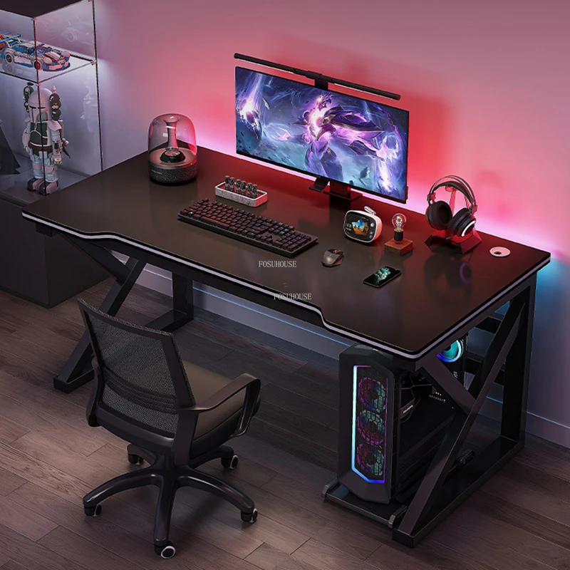Creative Wrought Iron Computer Desks Modern Office Furniture Simple Single Gaming Table Home Bedroom Table and Chair Combination