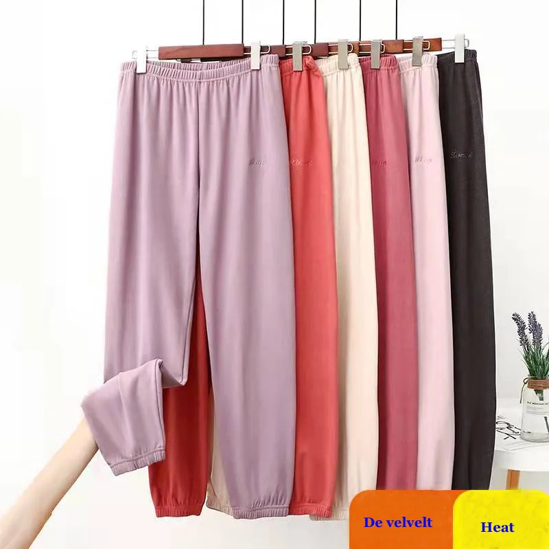 

Trousers De Velvet Pajama Pants Women Warm Casual Loose House Home Wear Outside Sweatpants Winter Thermal Sleeping Girls Pajamas