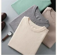 T-shirt en cachemire pour hommes, couche de Base, chemise mérinos, respirant, court, vêtements de luxe, grande taille 2