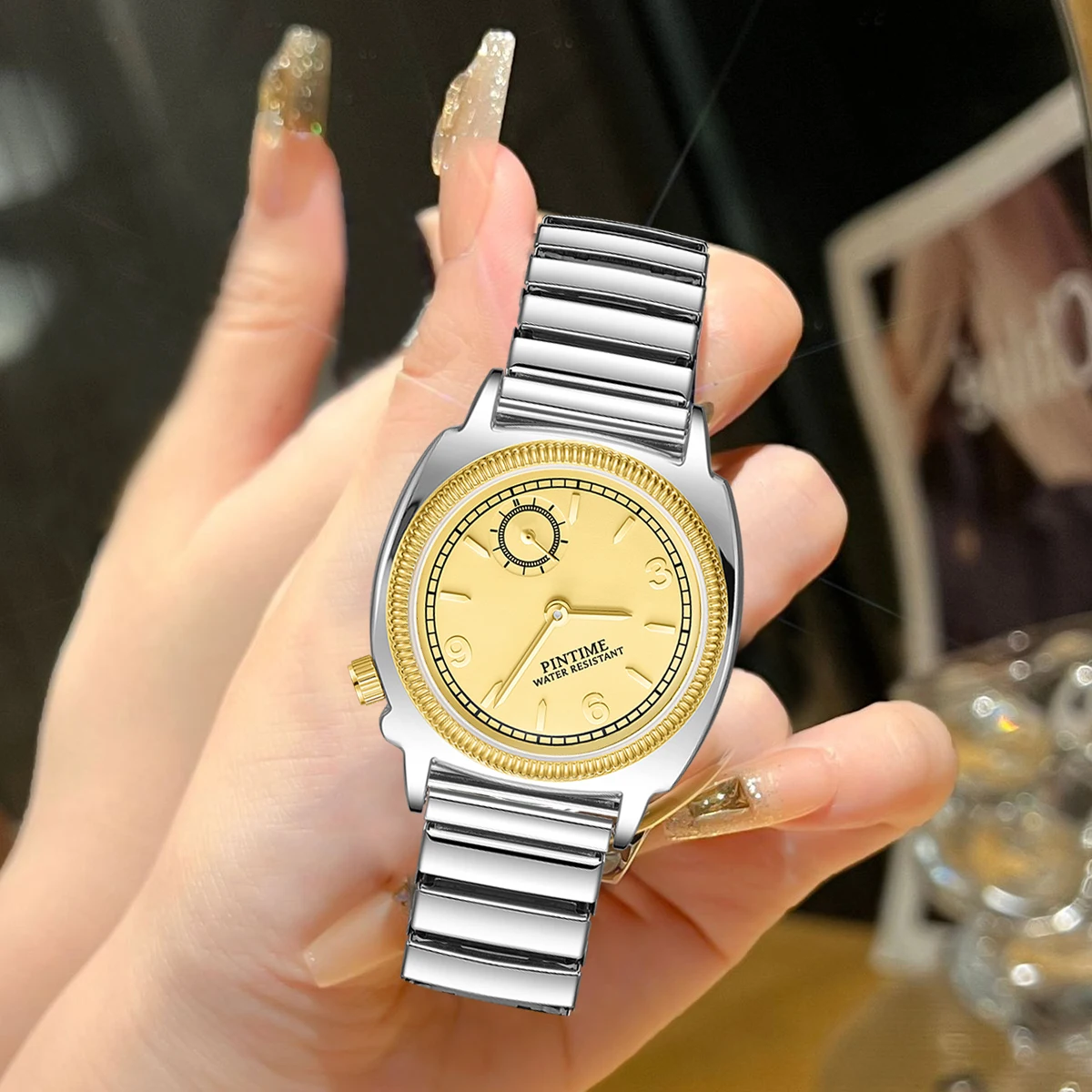 Elegant Women's Quartz Wristwatch with Spring Strap and Refined Design