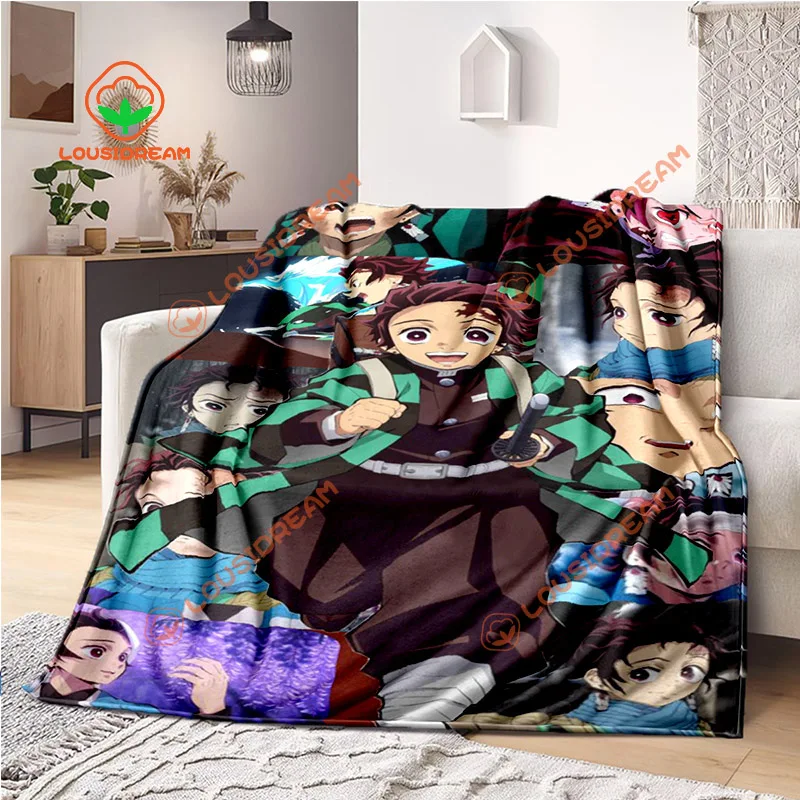 

Demon Slayer Japanese cartoon plush Blanket all Seasons home Light Sheet sofa cover Children's nap blanket warm blanket