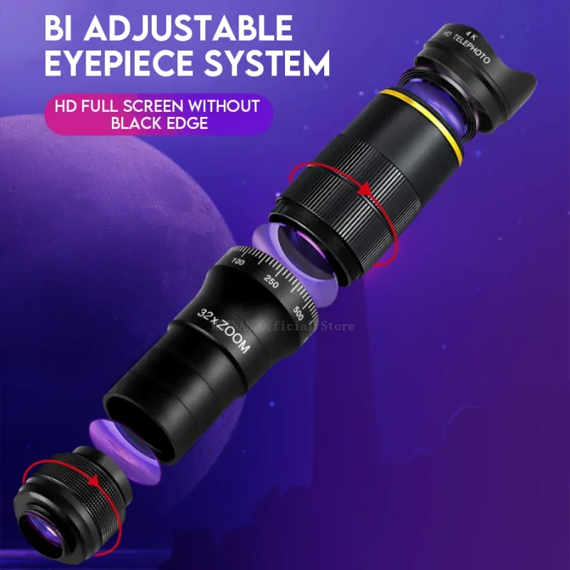 32x 22x 4K Professional Telescope Monocular HD Zoom Phone Lens Camera Telephoto With Tripod Metal Telescope For Tourism Camping 2