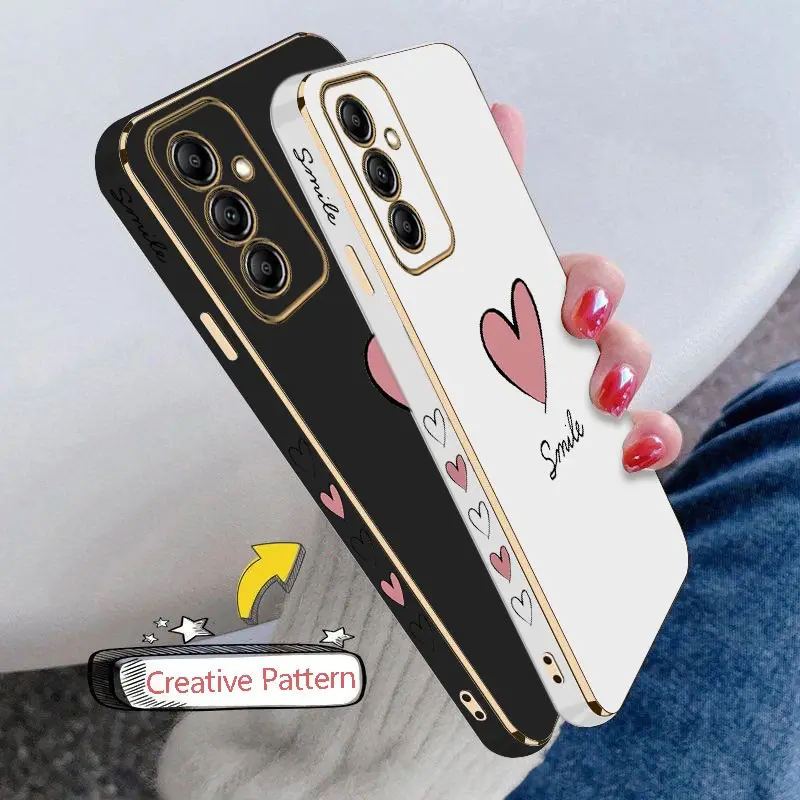 Big Pink Heart Luxury Plating Phone Case Cover