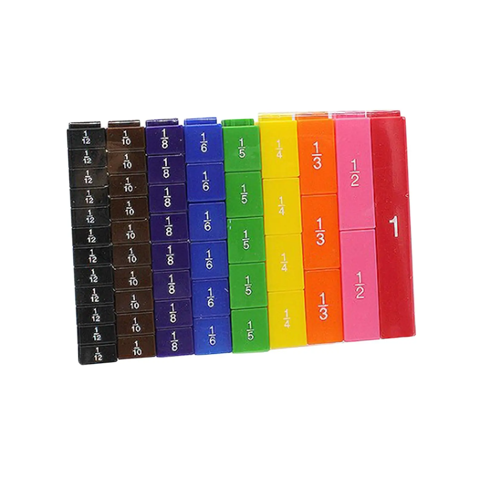 51pcs Rainbow Color Fraction Cubes Math Early Learning Number Teaching