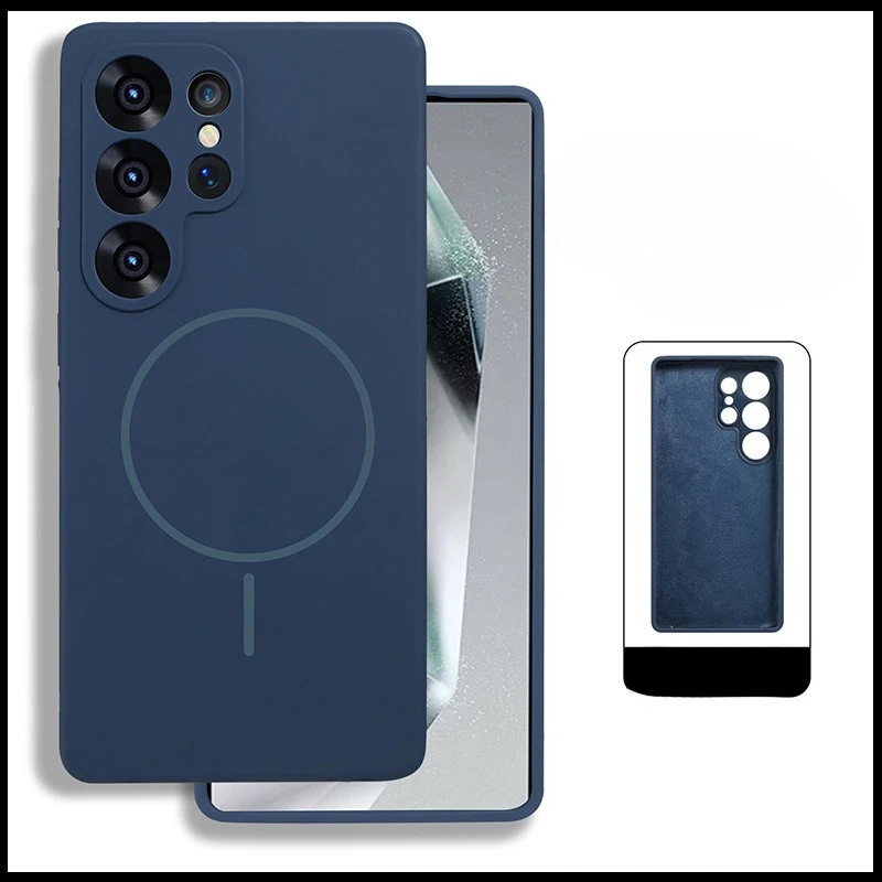 Elegant Liquid Silicone Magnetic Phone Case with Anti-Loss Lanyard - Shockproof Protection in Pure Color Design